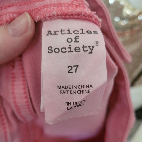 Articles of Society Pink Shimmer Denim Jeans Size 27 - Picture 9 of 12